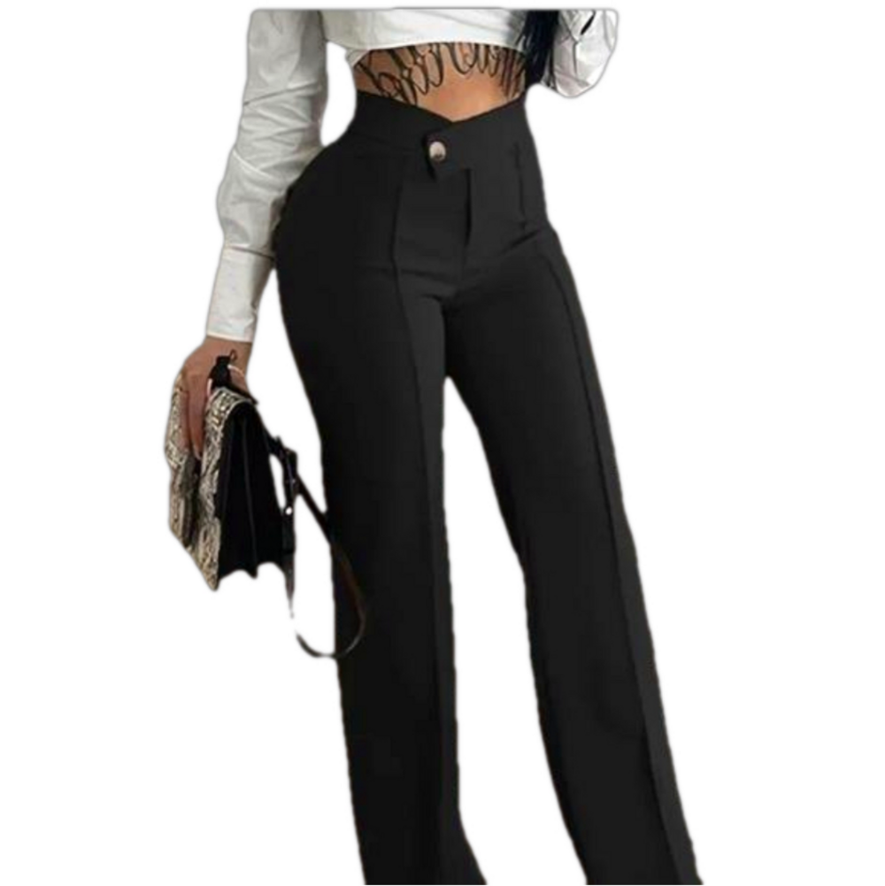 Soana Boutique Buttoned Straight Leg Work Pants